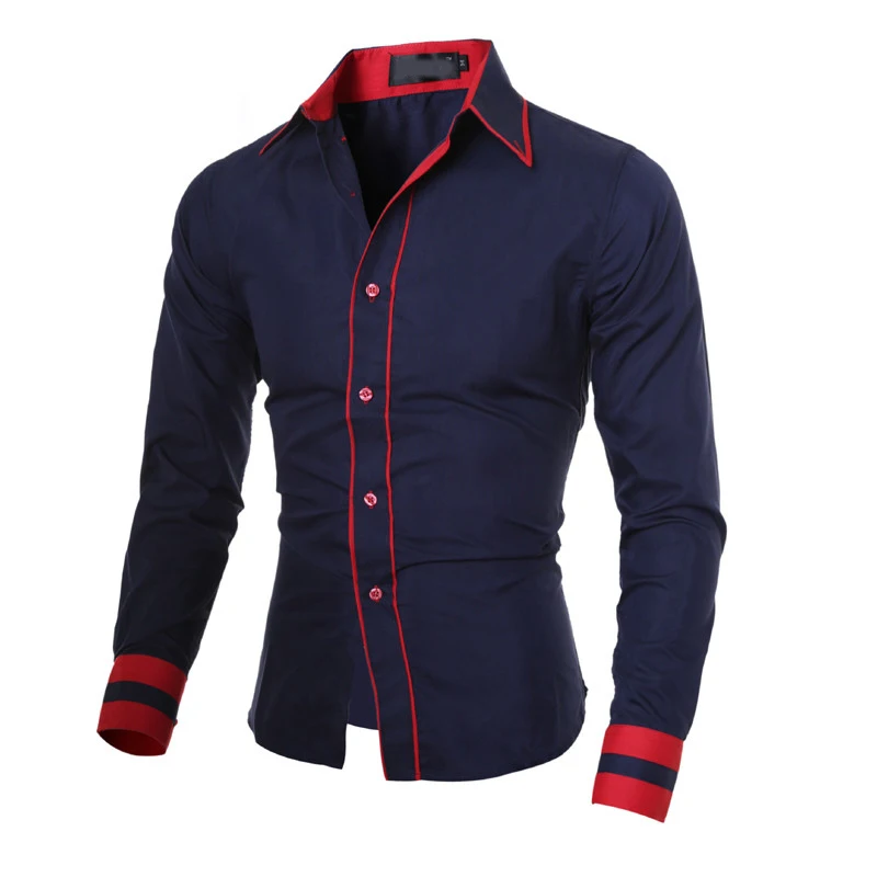 Мужская рубашка бренд хороший мужской рубашки высокого качества с длинными рукавами Толстовка Оверсайз на замке Slim Fit черные мужские рубашки 2XL C827