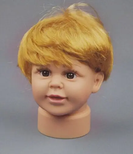 

Blonde Short Hair Plastic Head Mannequin Wigs Child Training Head For Hairdressers Hairdressing Manikin Paspop With Wig