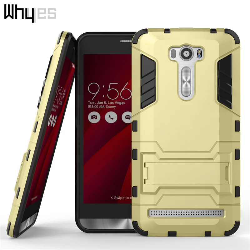 

Whyes For Asus Zenfone 2 Laser ZE601KL Case Full Protection Stand Function Soft Silicone Armor PC & TPU Hybrid Hard Cover