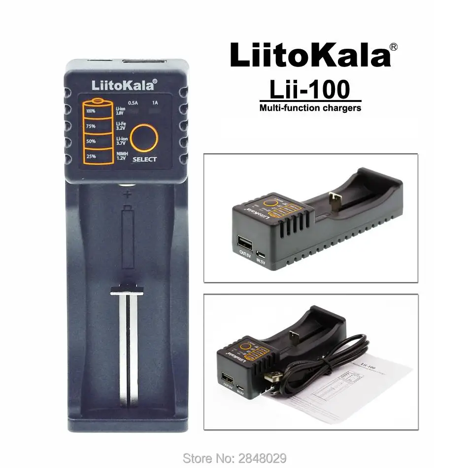 2 шт. liitokala Lii-100 1.2 3.7 3.2 3.85 AA/AAA 18650 18350 26650 10440 14500 16340 25500 литиевая nimh аккумулятор смарт-зарядное устройство