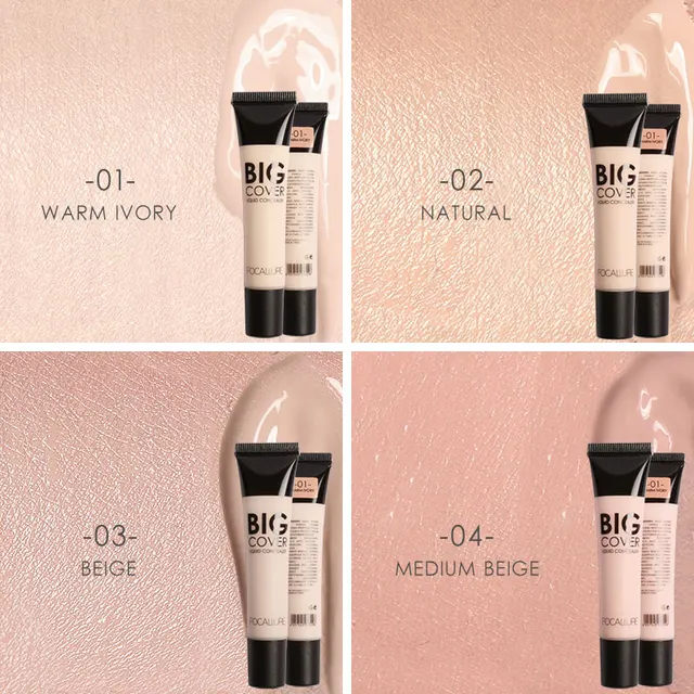 FOCALLURE Big Cover Liquid Concealer Moisturizing Oil control Waterproof Contour Makeup Face Primer Face Cream Concealer