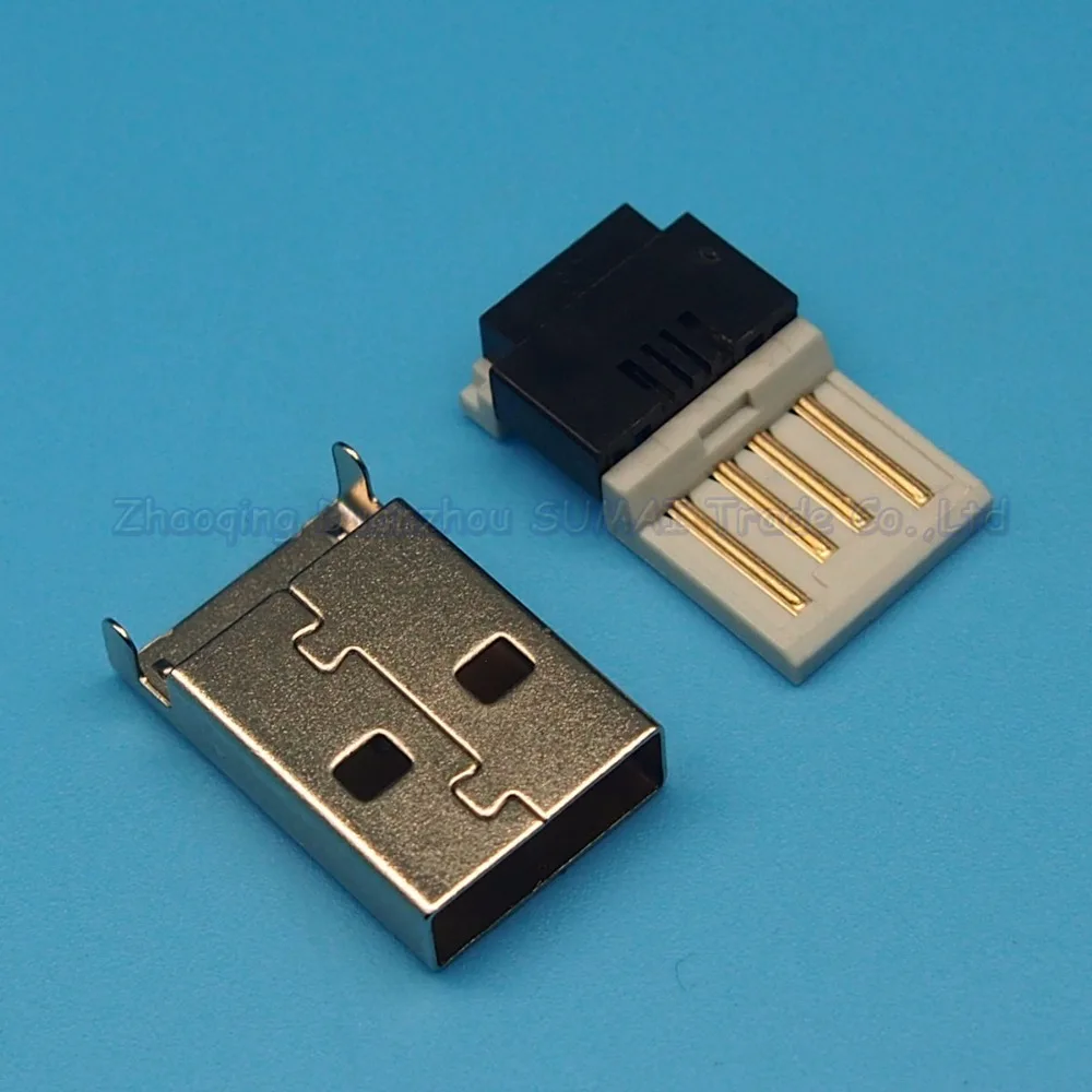 25 компл. 2 в 1 DIY USB A штекер Solderless USB разъем