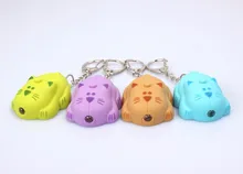 cartoon colorful cat LED sound light key chain flashlight tinted spotted cat creative promotion gifts car bag pendant wholesale