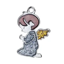 DoreenBeads Zinc Based Alloy Pendants Angel Silver Tone Wing Enamel Sequins 32mm(1 2/8\") x 21mm( 7/8\"), 3 PCs