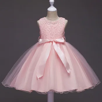 

5 colors Girls clothes Princess Dresses Party and Wedding Baby Girl's Clothing Monsoon Girl Kids Dress Ribbon Lacing Clothes