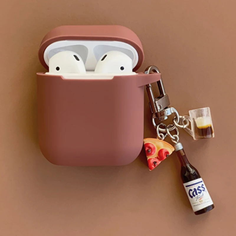 

Fashion Wine Bottle Decorative Silicone Cute Case for Apple Airpods 1 2 Protective Cover Earphone Box Bag Accessories Key Ring