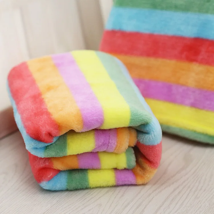2022 Warm Winter Use Dog Blanket Fleece Soft Touch Rainbow Colorful Large Size Cat Sleeping Blankets Quilt Pets Supplier | Дом и сад