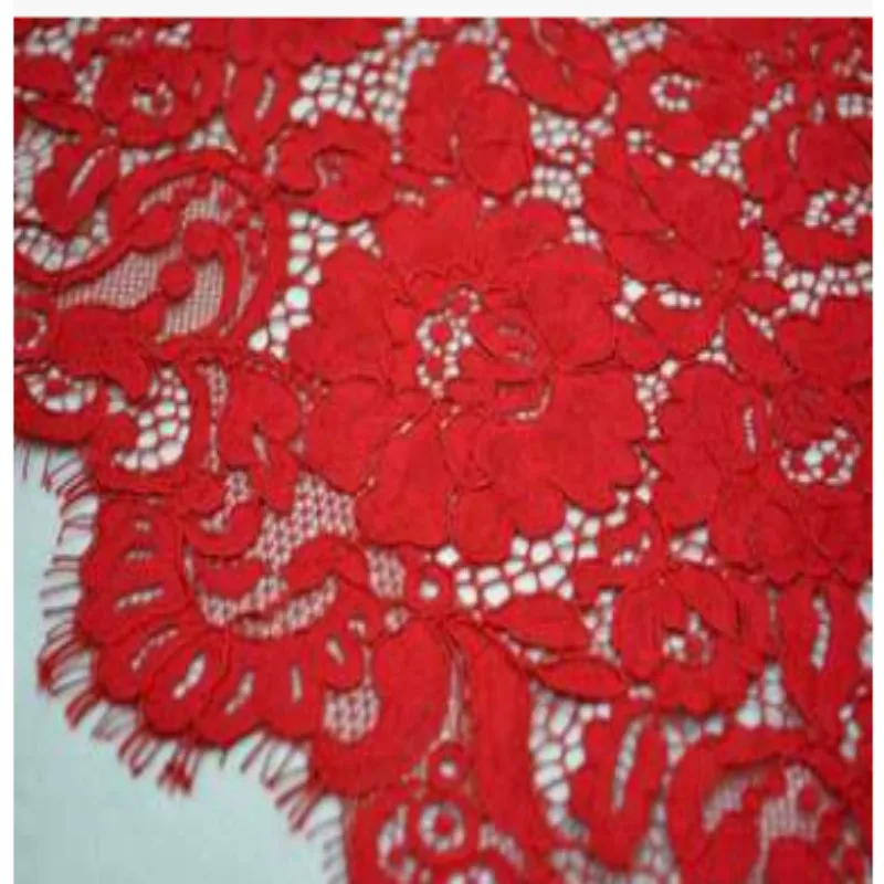 1,5 м нейлоновая кружевная ткань вышитое цветочное кружево для свадебного платья Швейные аксессуары - Color: Red