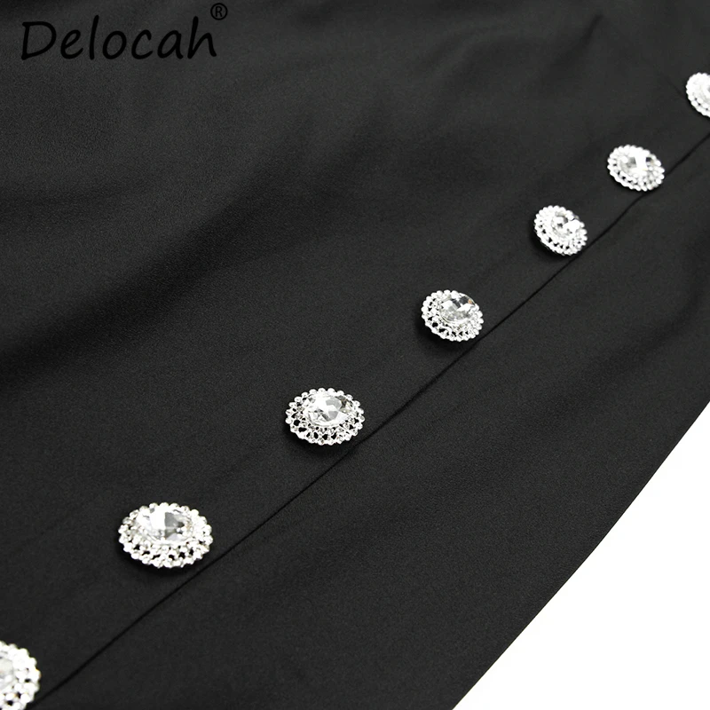 Delocah New 2019 Women Spring Summer Dress Runway Fashion Designer Sexy Spaghetti Strap Backless Elegant Vintage Vacation Dress