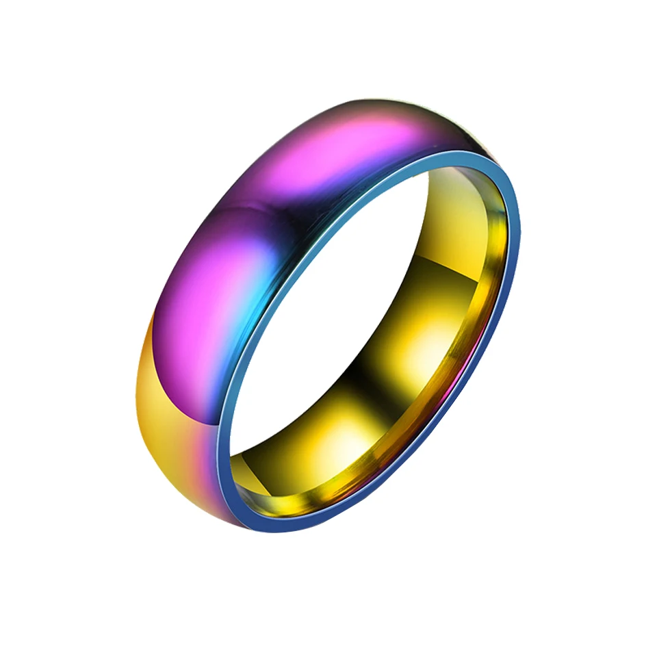 Радуга гордости кольца из нержавеющей стали для женщин 6 мм Круг Красочные Любовь кольцо мужские модные свадебные ювелирные изделия аксессуары