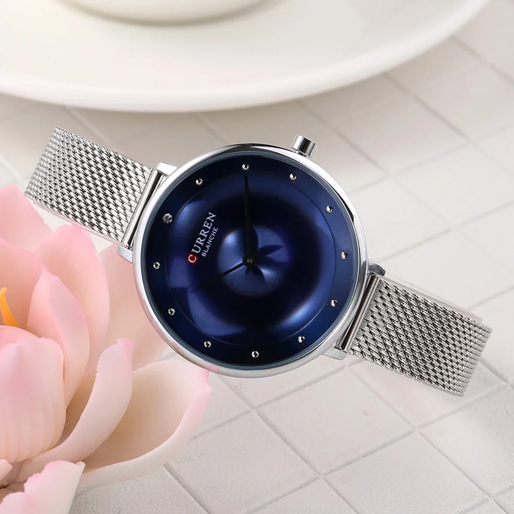 CURREN 9029 Female Quartz Watch Gem Dial Ultra-Thin Knit Strap Top Brand Female Luxury Wristwatch Girl Clock Relogio Feminino top brand (14)