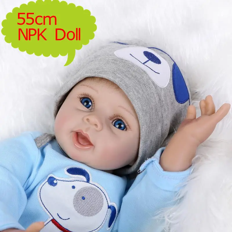 

55cm NPK Reborn Baby Dolls Handmade Alive Silicone Baby Toys In Blue Soft Clothes As Birthday Gift Bebe Kids Interactive Toys
