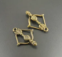 Free Shipping! 10pcs Metal Alloy 2 Colors Bow And Arrow Charm Handmade Charms Pendants Jewelry Findings 25x35mm A634/A318