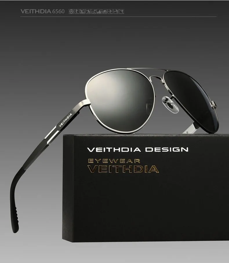 HD VEITHDIA мужские брендовые поляризованные солнцезащитные очки с логотипом для вождения, солнцезащитные очки из алюминиево-магниевого сплава oculos de sol, мужские 6695