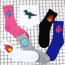 Новинка, весенние женские носки на каждый день, Harajuku, Корея, японский хлопок, пламя, Ulzzang, женские носки, кактус, мяч, динозавр, забавные носки для девочек