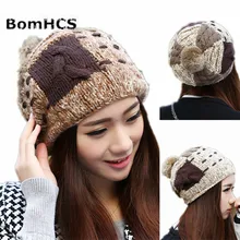 BomHCS зимняя теплая утолщенная мягкая шапка из кроличьей шерсти вязаная шапка ручной работы