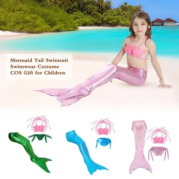 

New Children's Mermaid Swimsuit Girl Bikini Mermaid Tail Cos Gift Can Be Loaded With Fins Mermaid Tail Costume Swimsuit
