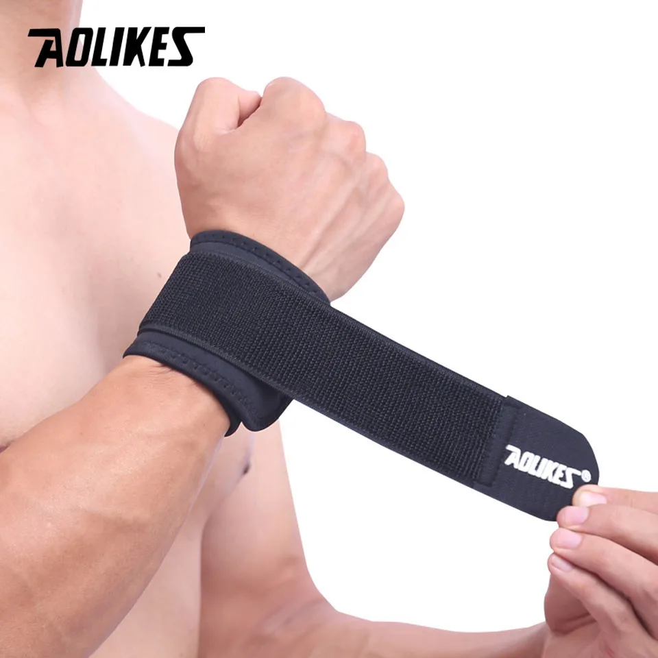 Black AOLIKES 1 шт., регулируемый браслет для поддержки запястья, брендовый браслет для мужчин и женщин, для тренажерного зала, борется, профессиональная спортивная защита запястья - Цвет: Black
