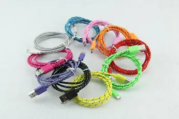 

1M/3FT Fabric Braided Nylon Micro 8pin Type USB C Cable Charger Sync Data Charging Extended Cable Cord for Phone 100pcs lot