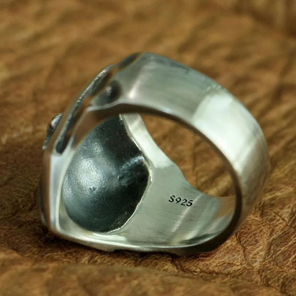 LISNION 925 Sterling Silver Shield Cross Ring | Handmade Biker Punk Rock Ring For Men | Heavyweight & Sizes 7-15 - View #3