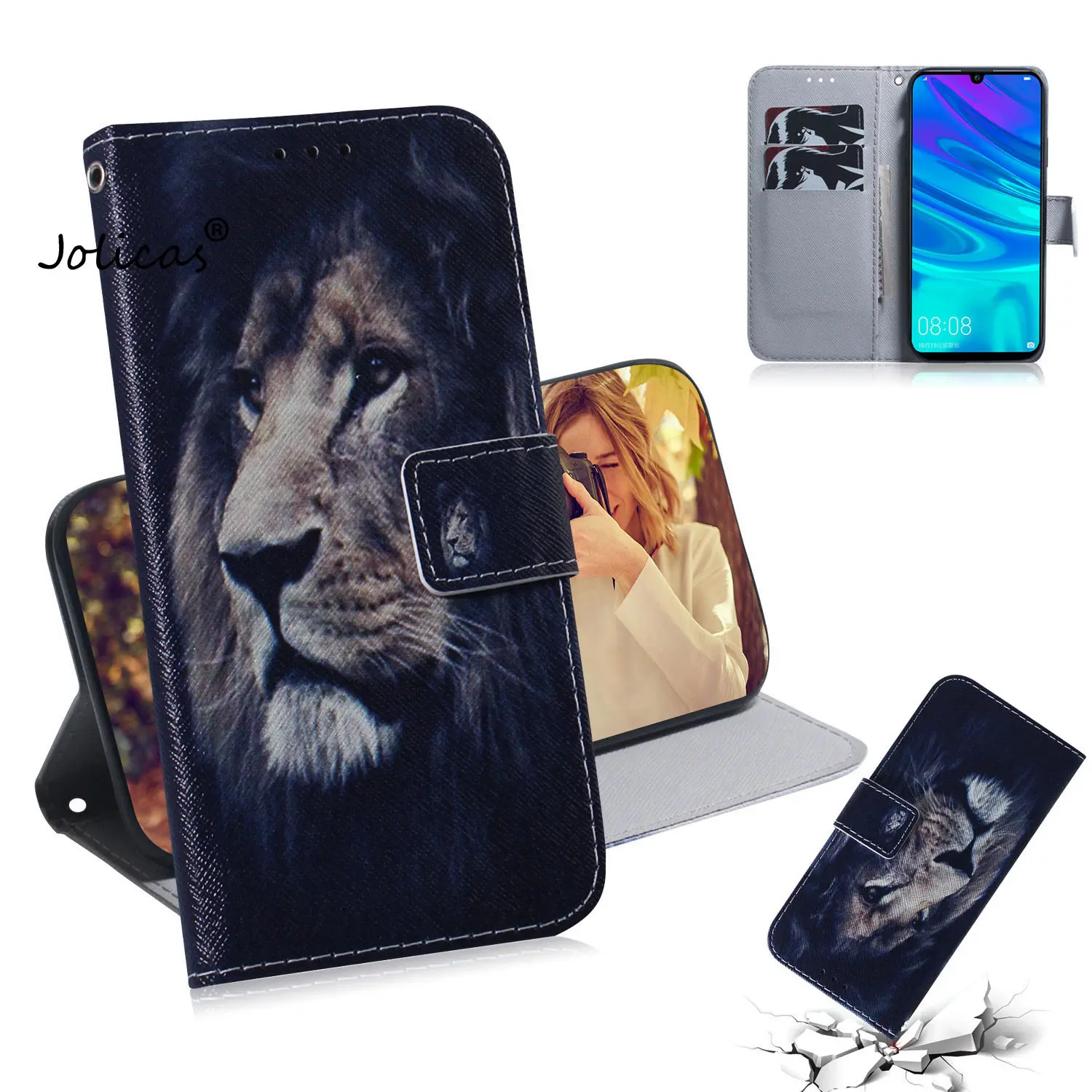 Чехлы с изображением тигра для ETUI huawei Enjoy 9 из искусственной кожи флип-бумажник