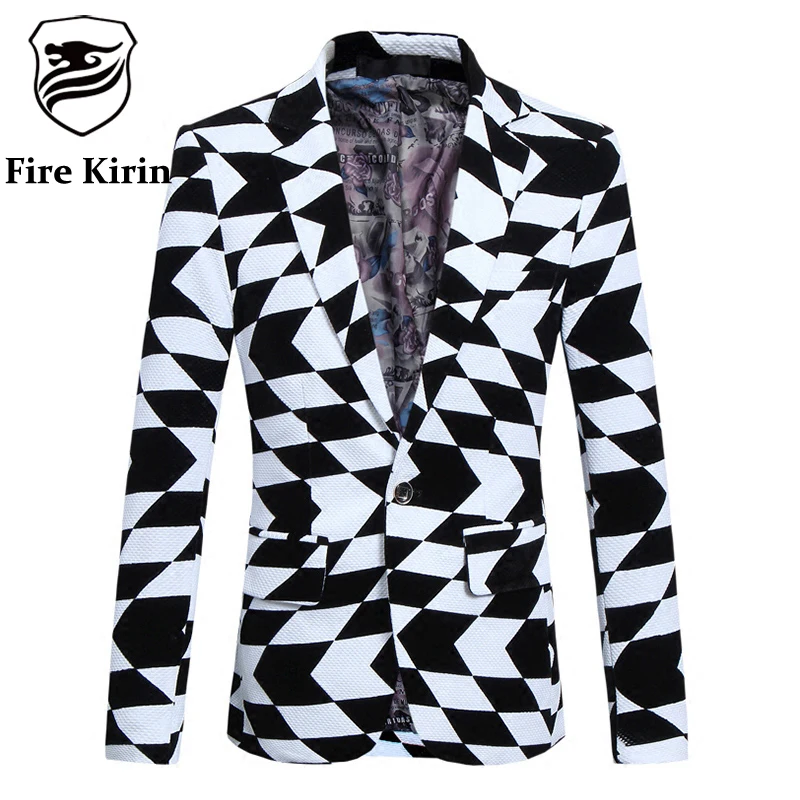 Buy Blazer Men 2017 Slim Fit Black White Mens Suit