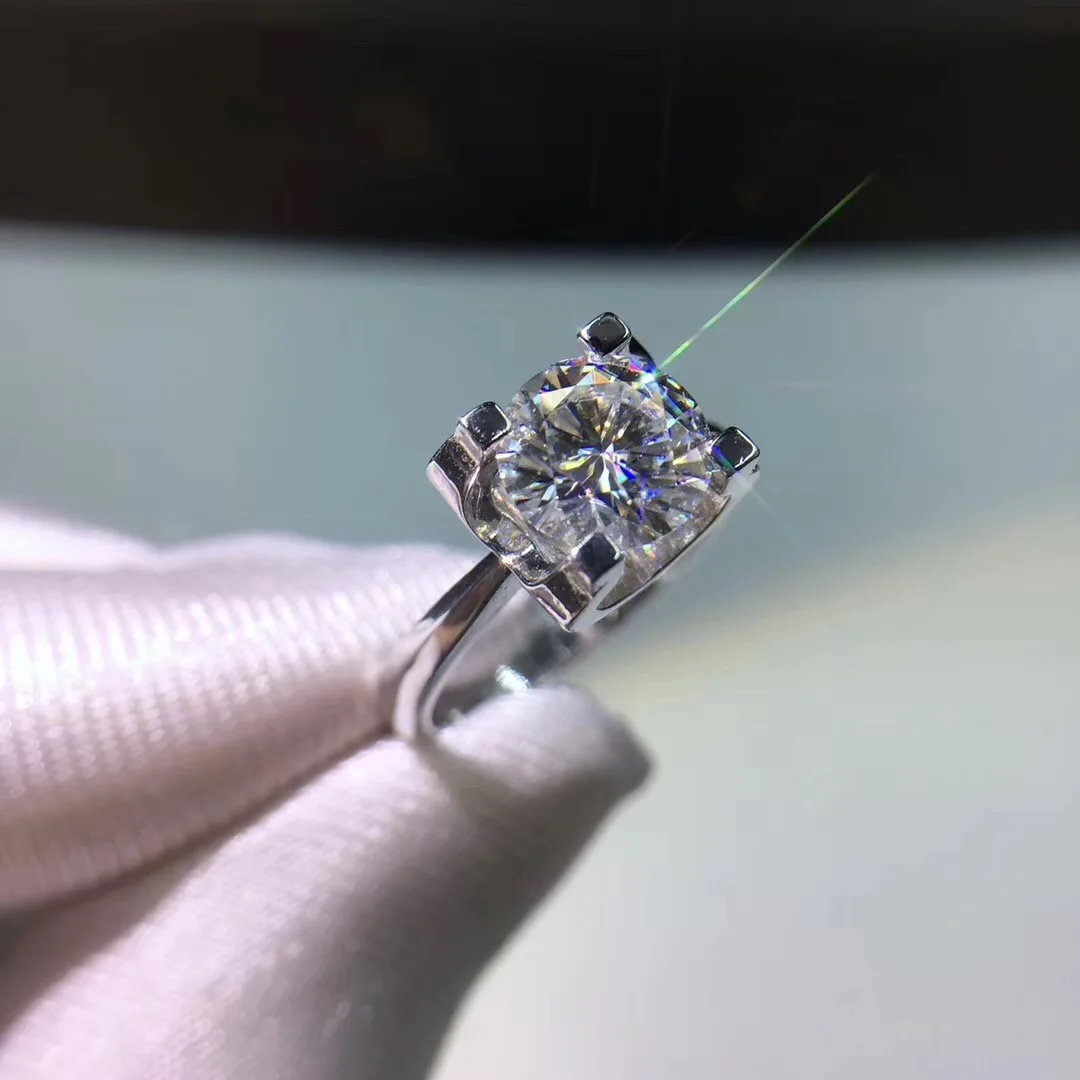 Серебряное кольцо Moissanite 1ct D VVS класса люкс Moissanite кольца из стерлингового серебра 925 для женщин