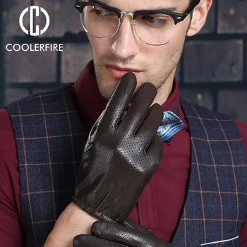 

Genuine leather gloves male sheepskin gloves winter fashion thick thermal ST005