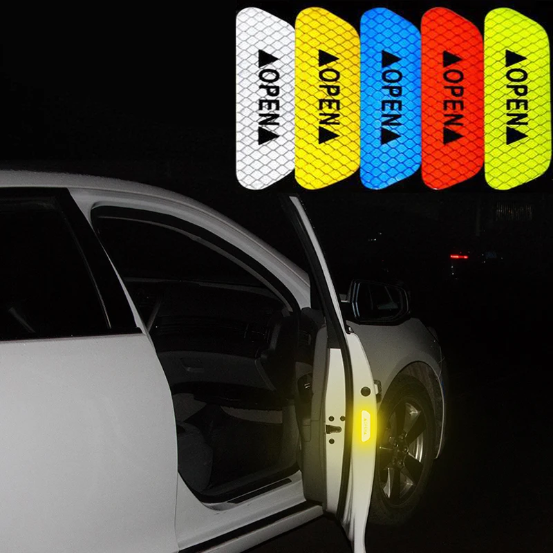 

4Pcs Car Reflective Tape Warning Mark sticker Accessories Exterior For HYUNDAI IX35 Solaris Opel Mokka kia sportage Audi a4 b8