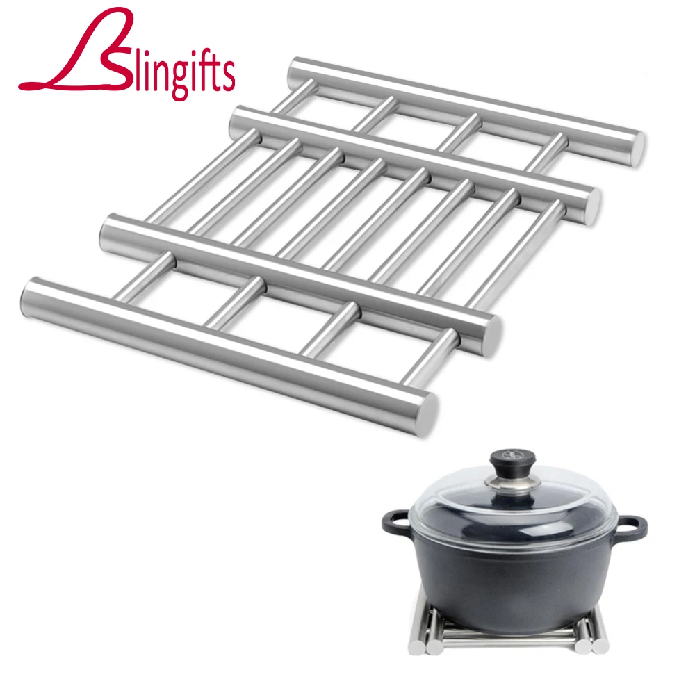 

Slingifts 1PC Stainless Steel Table Placemat Heat Insulation Dish Bowl Holder Pot Pan Coasters Dining Table Mats For Kitchen