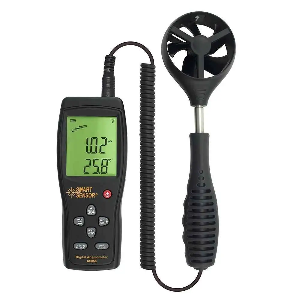 

SMART SENSOR AS856 Digital Airflow Anemometer Anemometer Series 0.3-45M / S LCD backlight Temperature Measurement Anemometer