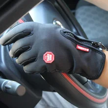Pantalla Táctil a prueba de agua Al Aire Libre Deportes Guantes Windstopper Ciclismo Negro Bicicleta de La Motocicleta Dedo Largo Más Tamaño Hombres Mujeres Rojo