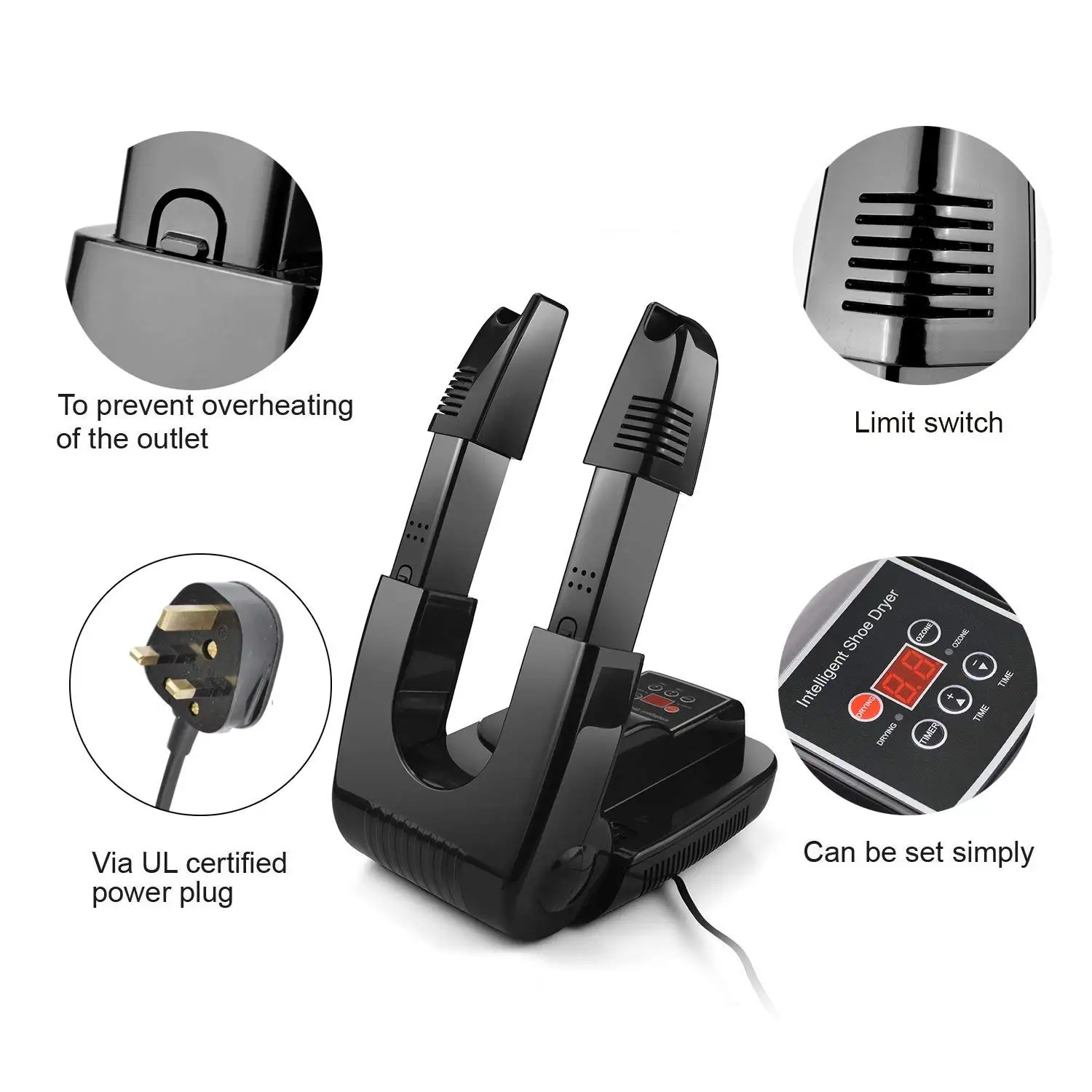 

Electric Ozone Shoe Dryer Warmer Ski Boot Dryers Timing Drying with Foldable Stretchable Bracket (US Plug) Gift