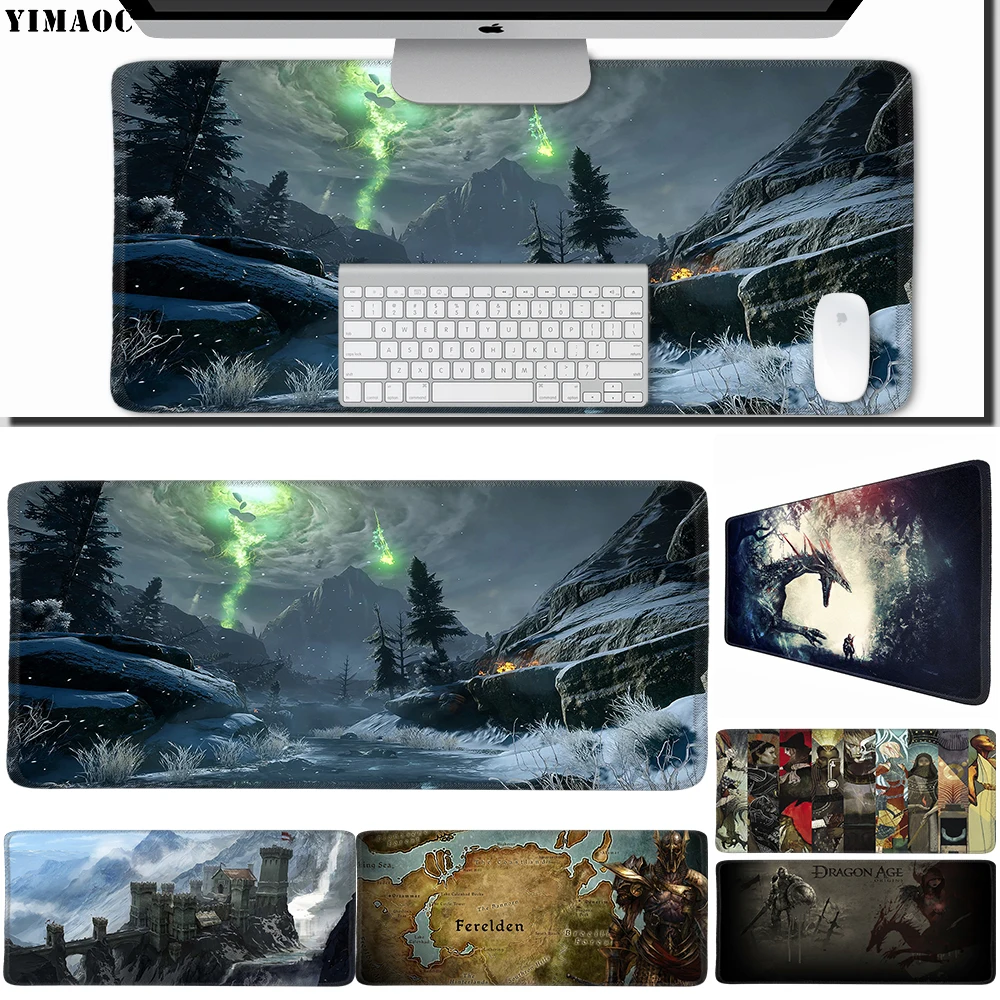 

YIMAOC 30*70 cm Large Mouse Pad Gamer Mousepad Rubber Gaming Desk Mat with Locking Edge Dragon Age