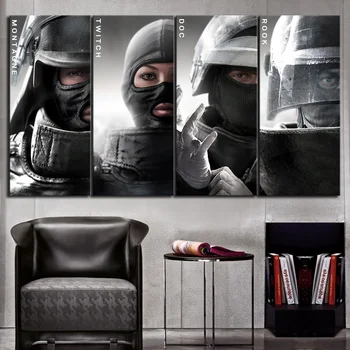 

4 Pieces Rainbow Six Siege Special Special Forces Game Poster Wall Picture Canvas Art Home Decor