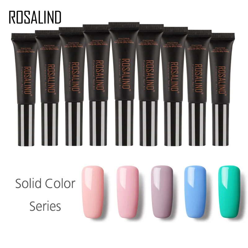 

ROSALIND Gel 1 New 31-58 Pure Color 8ml Dawdler Gel Nail Polish For Nail ExtensionTop Base Art UV Gel Lacquer Soak Off Manicure