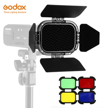 

Godox Barn Door BD-07 with Detachable Honeycomb Grid 4 Color Gel Filters for Godox AD200 Pocket Speedlite