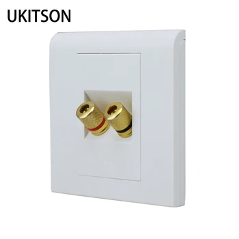

Two Speaker Connectors Faceplate 86mm White Color Column Audio System Wall Panel Plug