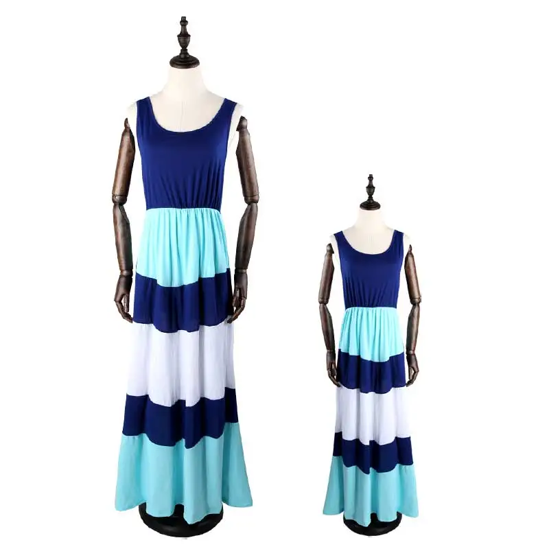 2018-Mommy-and-me-family-matching-mother-daughter-dresses-clothes-striped-mom-and-daughter-dress-kids (2)