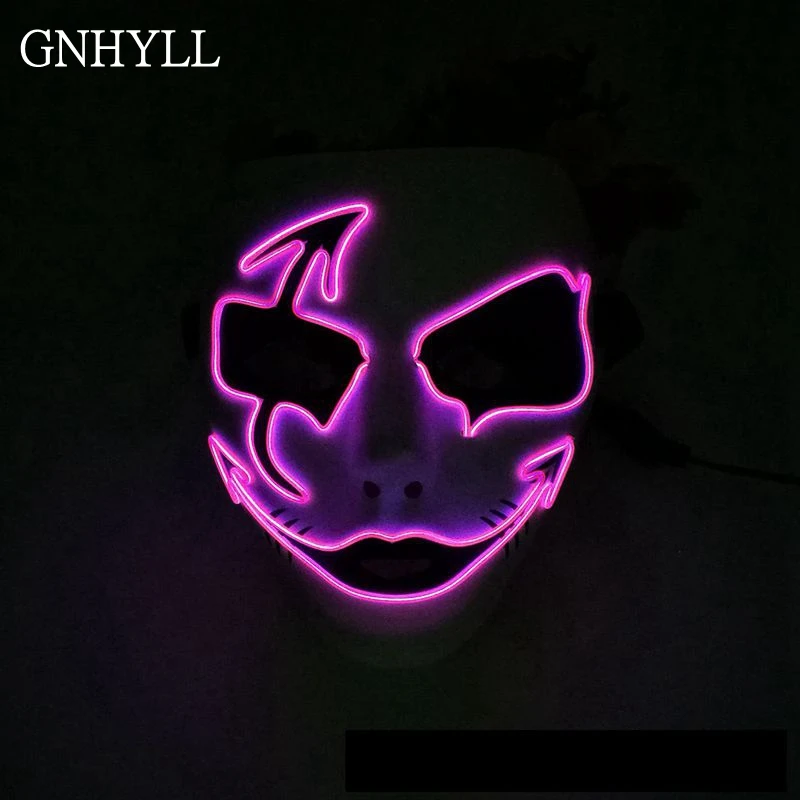 

GNHYLL New style 10Color Select DC-3V Steady on Drive+EL Wire LED Party Mask Cold Neon Light Mask for Halloween Decoration