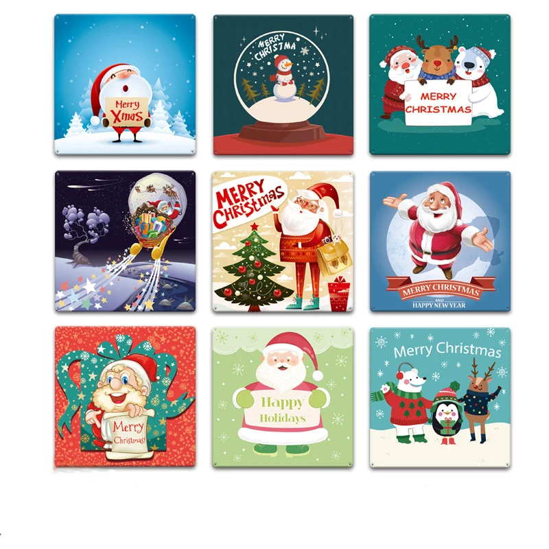 Christmas Tree Decorations Santa Claus Tin Sign Bar Wall Decoration Vintage Metal Signs Home Decor Painting Plaques Art Poster | Дом и сад