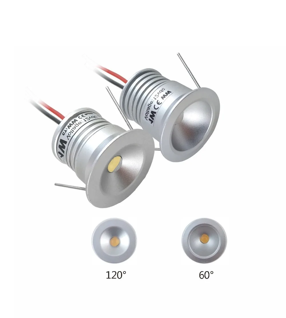 1 Вт Мини светодиодный светильник, 25 мм вырез кабинет лампы, 60D/120D Spotlight, DC3V/300mA вход домашнее украшение освещение 15 шт. CE