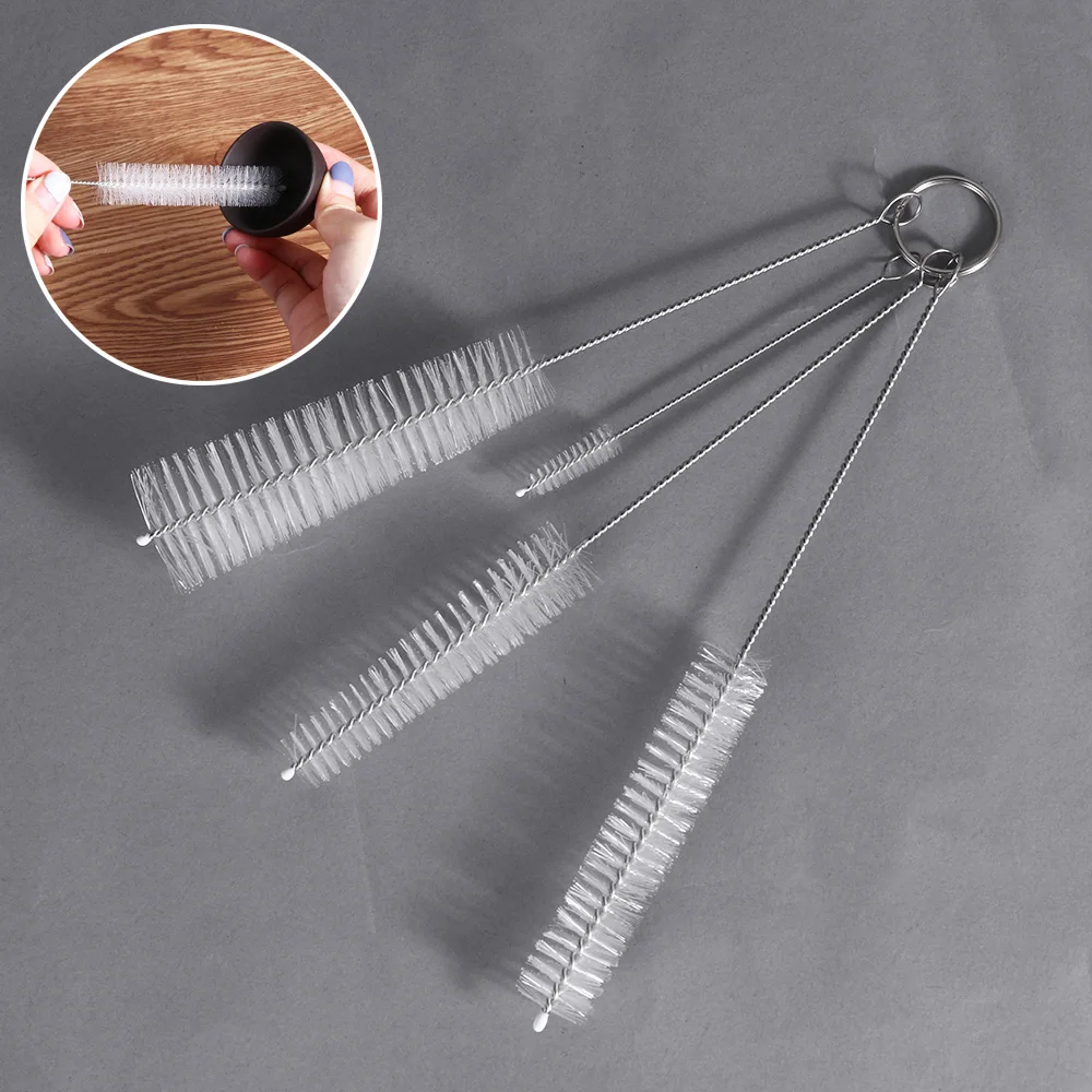 4pcs Stainless Steel Wash Drinking Pipe Straw Brush Straw Cleaning
