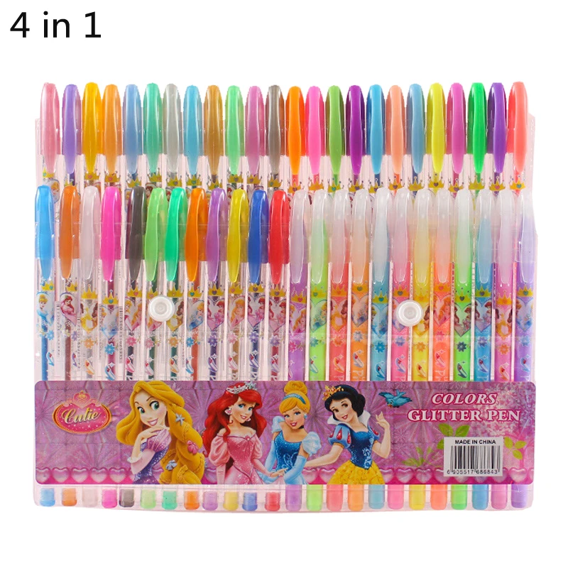 

48 Colors Gel Pen Set (4 In 1 Water Chalk,Metal Pen,Glitter Pen,Highlighter) Cute Pen Kawaii School Supplies Jel Kalem Gel Pens
