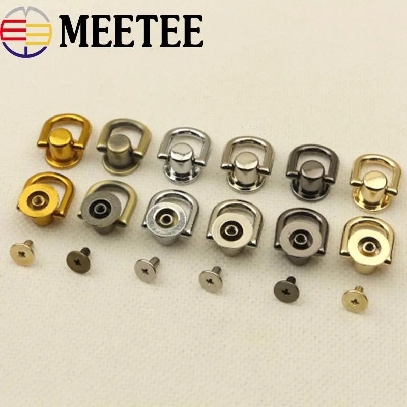 

10Pcs D Ring Bag Handles Chain Hook Side Clip Screw Nail Rivet Handbag Strap Connector Clasp Hanger Buckles DIY Craft KY912