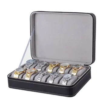 

Hot 10 Slots Watch Zipper Travel Box Leather Display Case Organizer Jewelry Storage Watch Zipper Box