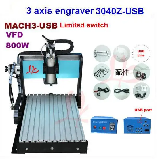 

Free Ship To Russia, No Tax!  800W spindle limit switch 3040 Z-USB CNC Router milling machine cutting machine