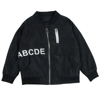 

WLG boy clothes kids spring autumn letter printed black coat baby fashion all match jackets children clothes