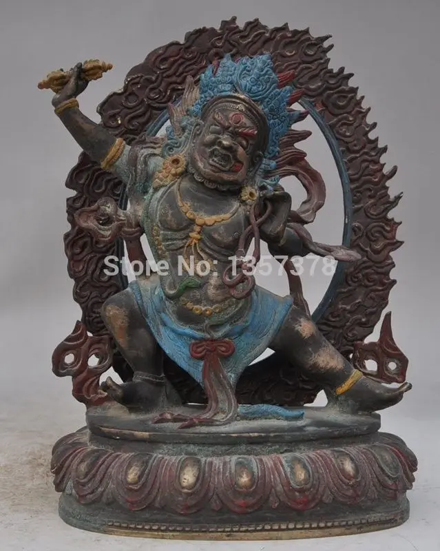 

shitou 00239 10"China Tibet Buddhism bronze copper Vajrabhairava Yamantaka vaishravana statue discount 30% (C0324)