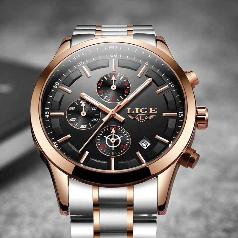 

Relogio Masculino LIGE Mens Watches Top Brand Luxury Men's Sport's Watch Men All Steel Waterproof Watch For Men Quartz Clock+Box